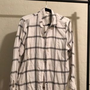 White & dark grey soft button up shirt